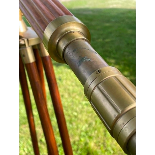 Mid 20th Century Vintage Fluted Wood and Brass Telescope For Sale - Image 5 of 18