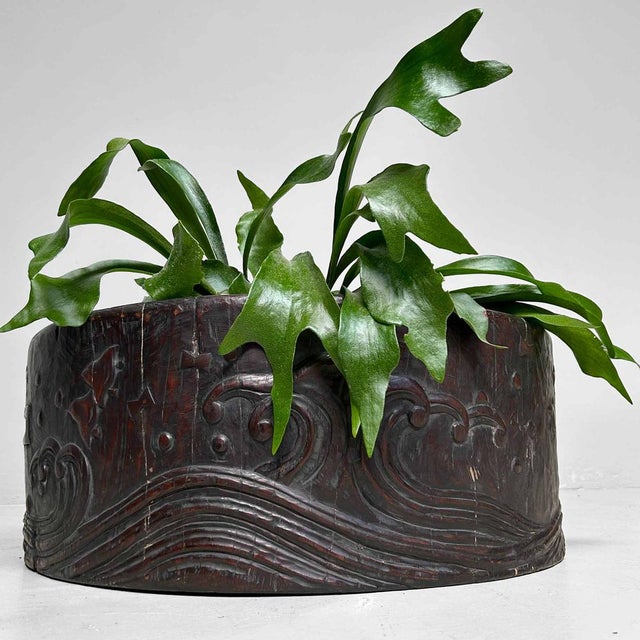 Large Antique Wood Carved Hibachi, 1890s For Sale - Image 18 of 18