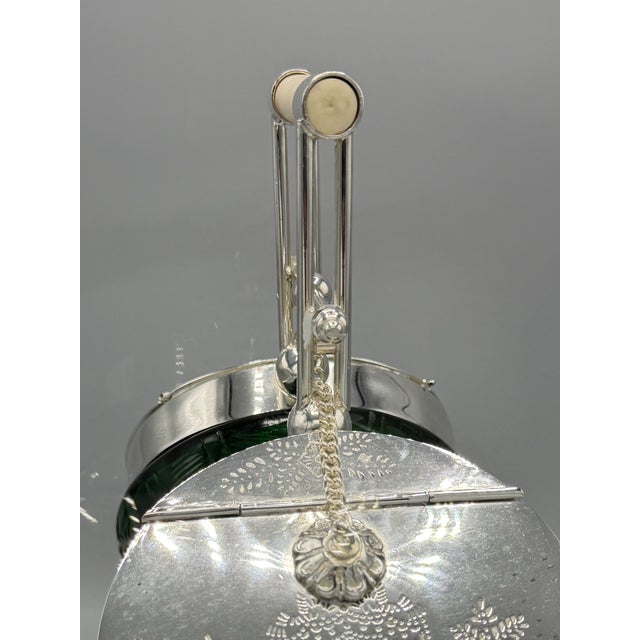 Emerald Green Cut Glass Biscuit Barrel from James Deakin & Sons, 1920 For Sale - Image 13 of 18