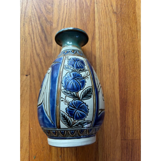 Contemporary Mid 20th Century Okinawan Tsuboya Yachimun Fish Vase by Sumiko Miyagi For Sale - Image 3 of 12