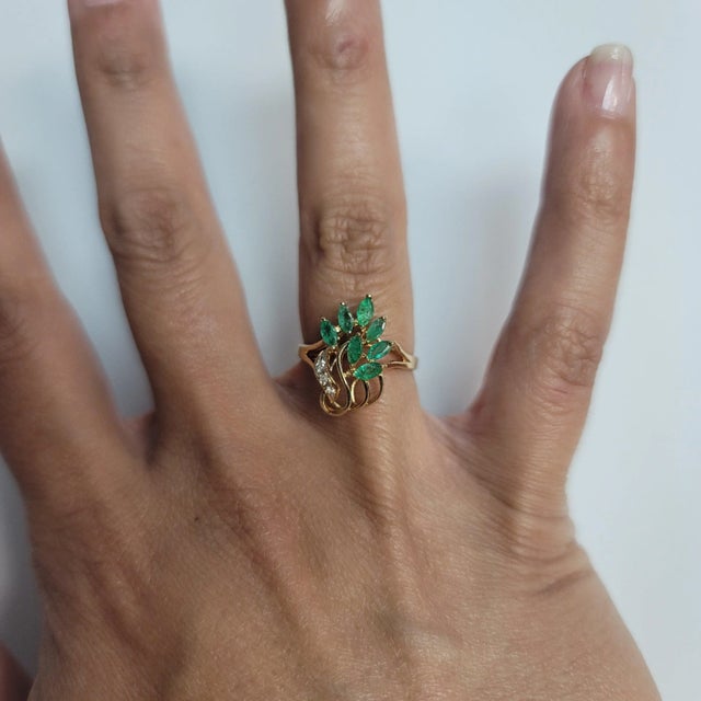 ♥ Product Summary ♥ Main Stone: Emerald & Diamond Approx. Emerald Carat Weight: .40cttw Band Material: 14k Yellow Gold...