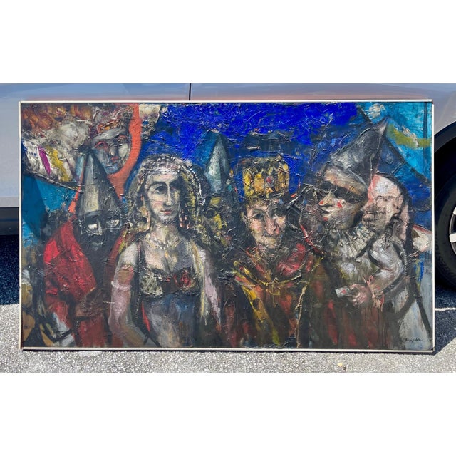 Paint Jonah Kinigstein, Large Figurative Expressionist Oil Painting Rediscovered New York City Artist, c.1950's For Sale - Image 7 of 18
