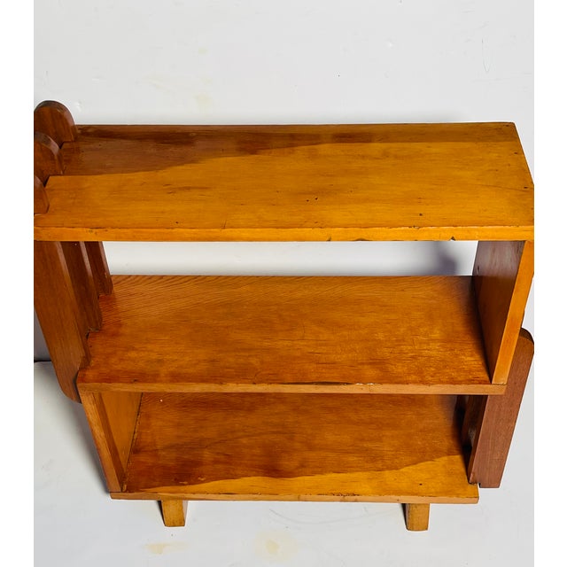 Art Deco 1950s American Art Deco Wood Book Shelf Standing For Sale - Image 3 of 5