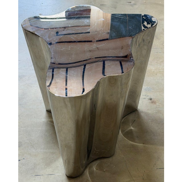 Late 20th Century Three-Piece Biomorphic Polished Stainless Steel Coffee Table, Early 2000s For Sale - Image 5 of 18