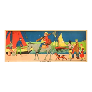 1930s French Art Deco Travel Poster, Bon Voyage Mr Dumollet (Horizontal Panel)