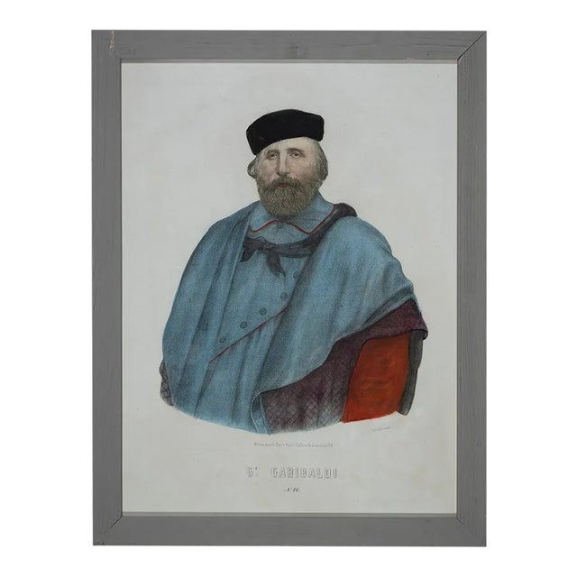 Unknown, Portrait of Garibaldi, Original Lithograph, 19th-Century For Sale