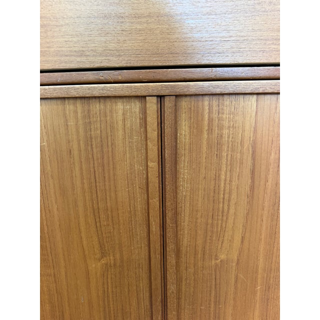 1970s Danish Modern Teak Modular Wall Unit Cabinet With Tambour Doors & Flat File Drawers For Sale - Image 14 of 18