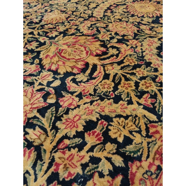 Antique Kerman Carpet, Persian Handmade Oriental Rug, Red and Blue, Allover For Sale In New York - Image 6 of 18