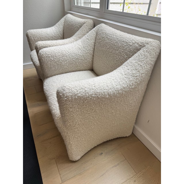 Authentic. Recently reupholstered in Holly Hunt Teddy fabric - winter white.