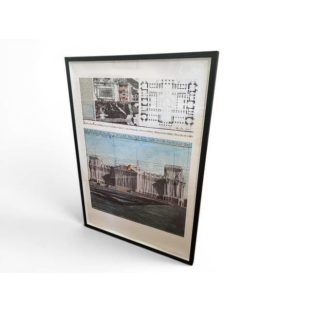 Postmodern Christo & Jeanne-Claude, Wrapped Reichstag – Project for Berlin, Offset Lithograph with Fabric Sample, 1994, Framed For Sale - Image 3 of 18