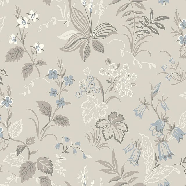 Boråstapeter Folklore Wallpaper in Dove & Blue For Sale
