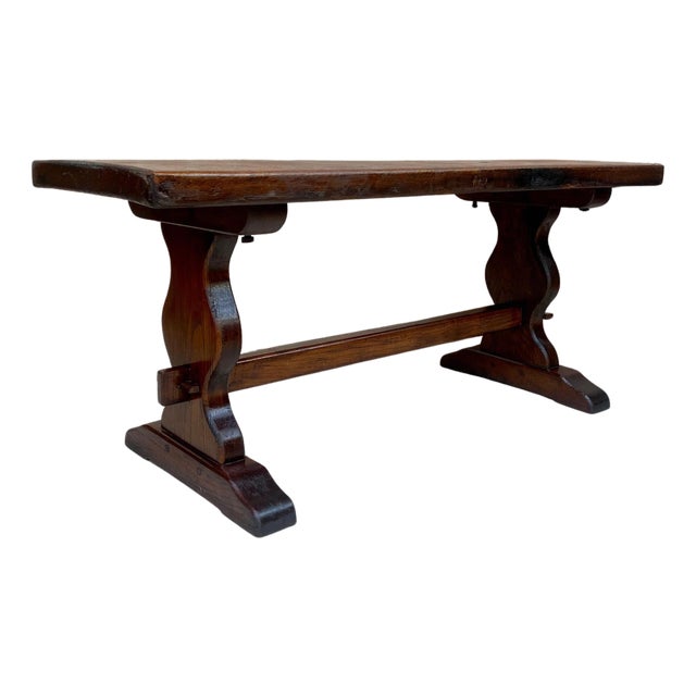 Spanish Colonial Narrow Walnut Console Table, 1920s For Sale