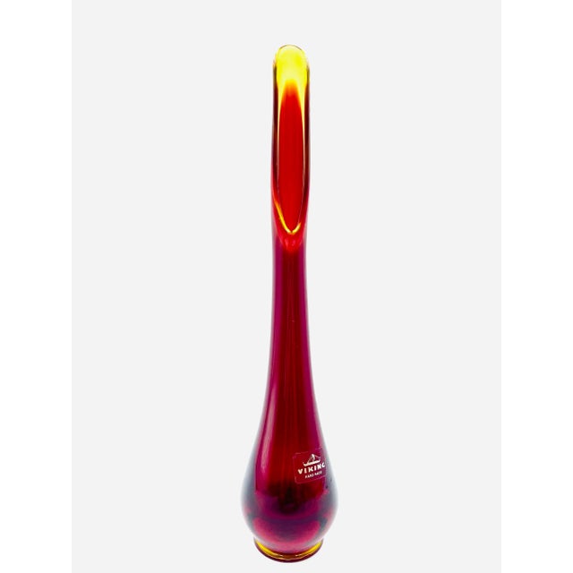 This stunning hand made mid-century bud vase from Viking Glass is a rare find, as it is in pristine condition and retains...