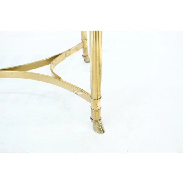 Mid 20th Century Horse Head Hoof Feet Brass Base Oval Glass Top Italian Coffee Center Table For Sale - Image 5 of 13