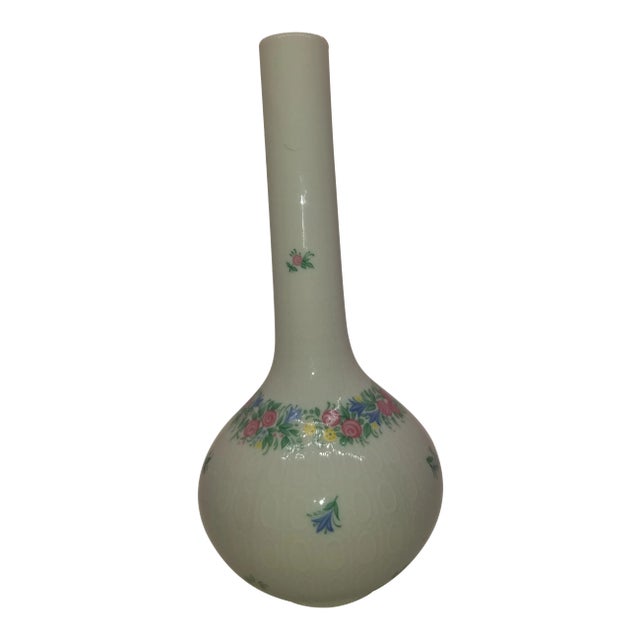1970s Pastel Florals on Rosenthal Porcelain Bud Vase For Sale