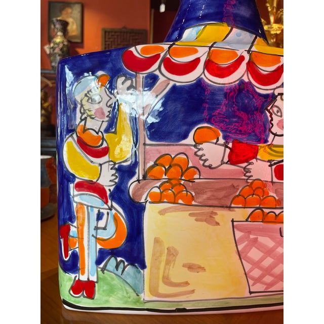 1960s 1960s Desimone-Style Massive Italian Ceramic Painted Vase For Sale - Image 5 of 9