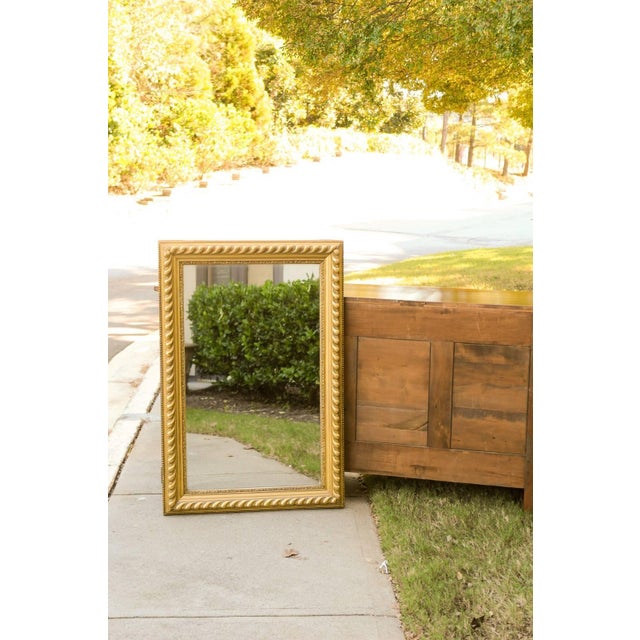French Rectangular Giltwood Mirror with Gadrooned and Beaded Frame, circa 1900 For Sale - Image 4 of 10