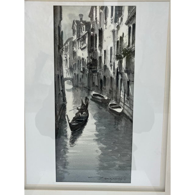 Traditional Watercolor Painting of Venetian Canal For Sale - Image 3 of 4