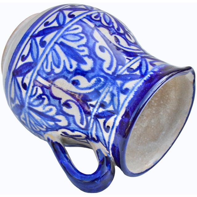 Blue Early 20th Century Handmade Andalusian Ceramic Pitcher Accent W/ Blue Hues For Sale - Image 8 of 9