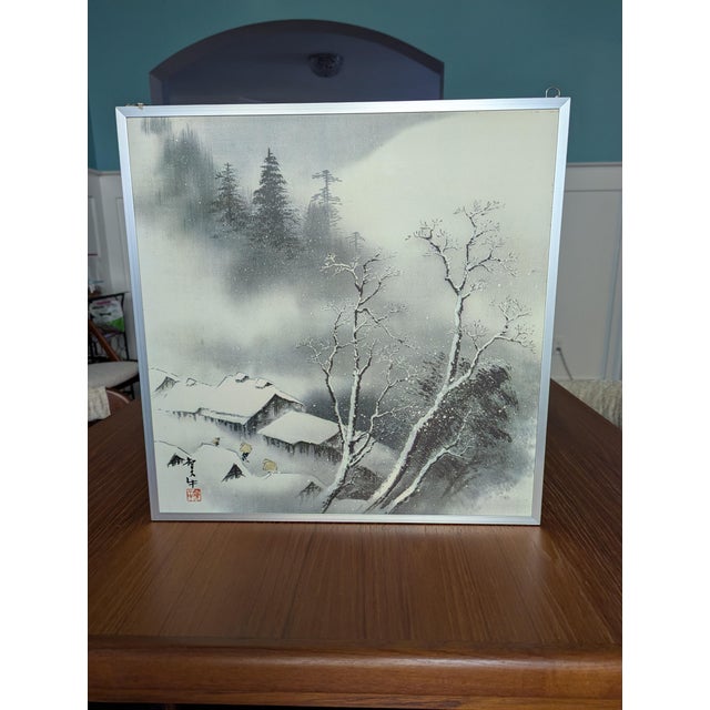 1980s Vintage Japanese Four Seasons Sansui Landscape Prints - Set of 4 For Sale - Image 4 of 17