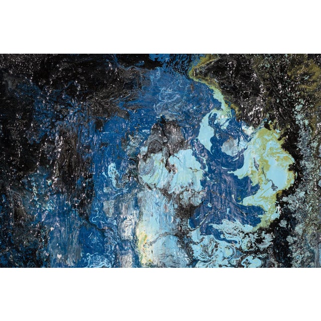 Pair of Modernist Impasto Encaustic Abstract Oil Paintings Signed J. Lehr 1970s For Sale - Image 12 of 16