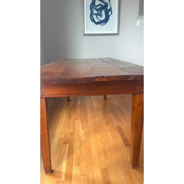 19th Century American Primitive Farmhouse Harvest Dining Table For Sale - Image 9 of 12