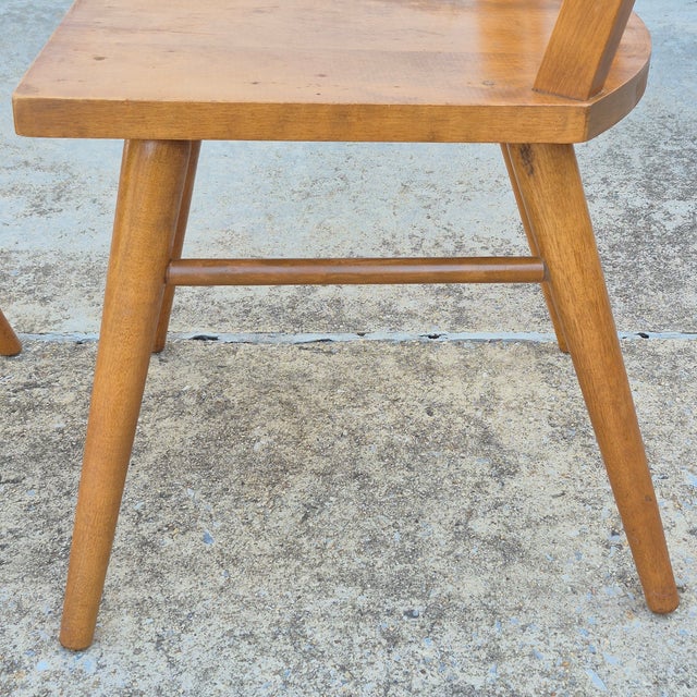 Midcentury Modern Russel Wright for Conant Ball Solid Birch Spindle Back Dining Chairs, Set of 4 For Sale - Image 12 of 17