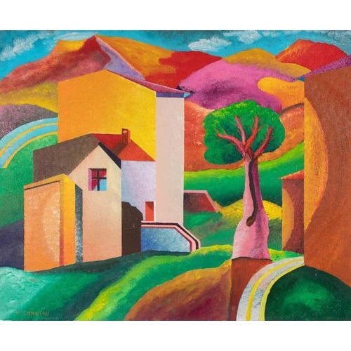2000 - 2009 Massimo Sonnino, Cottages, Acrylic Painting on Plywood, 2000 For Sale - Image 5 of 5