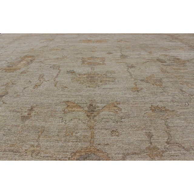 Turkish Angora Turkish Oushak Large Rug With All-Over Design in Light Neutral Colors For Sale - Image 3 of 13