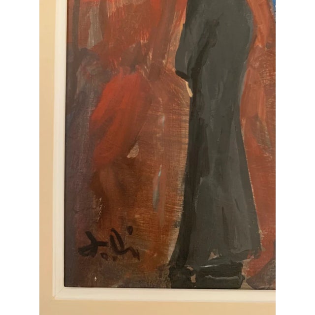 Late 20th Century Bruno Paoli "The Courtship" Original Italian Modern Figurative Genre Scene, 20th Century Florence Italy Fine Art Painting, Oil on Canvas, 27x23" For Sale - Image 5 of 7