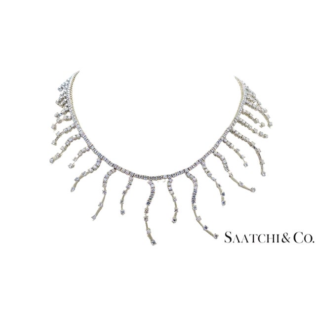 18k (750) White Gold - 12.60 Ct Natural Diamond -Vvs: Necklace For Sale - Image 4 of 12