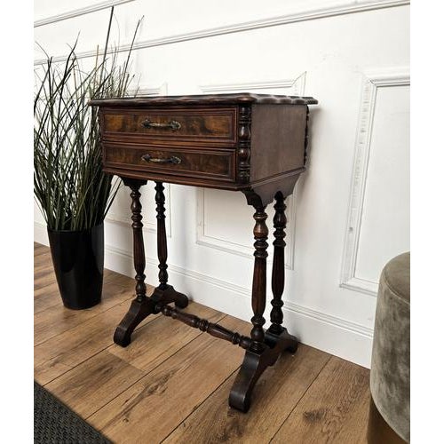 Brown Antique Italian Inlay Veneer Side Table, 1890s For Sale - Image 8 of 10