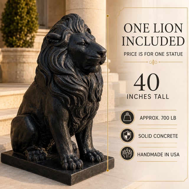 A commanding guardian lion garden statue with a grand architectural presence, designed to bring formality and distinction...