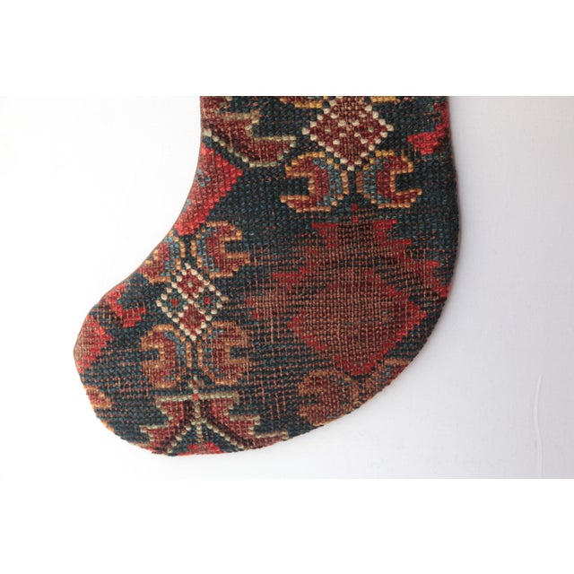 Early 20th Century Designer Holiday Stocking Crafted From Antique Rug -12'' X 18'' For Sale - Image 5 of 6