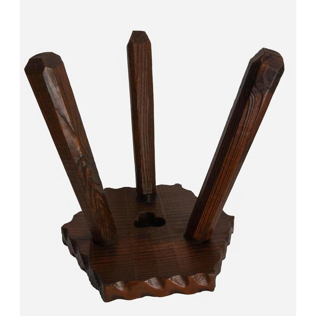 Spanish Three Legs Stool in Pine, 1960 For Sale - Image 6 of 7