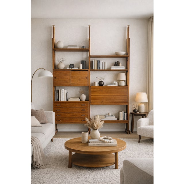 Italian Wooden Modular Bookcase, 1960s For Sale - Image 10 of 10