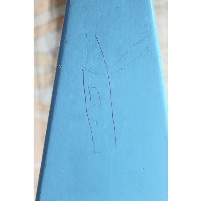 1950s Handmade Blue "Keyhole Chair" - Sewing Chair or Stool For Sale - Image 11 of 15