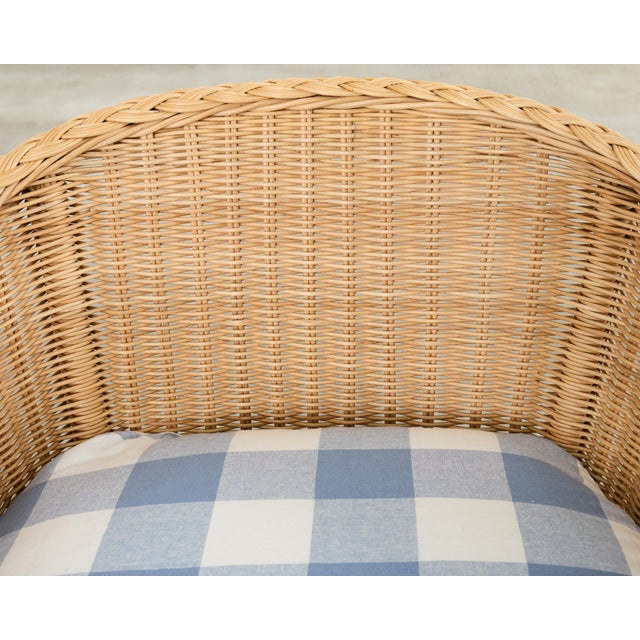 Pair of McGuire Rattan Wicker Lounge Chairs and Ottoman For Sale - Image 13 of 18