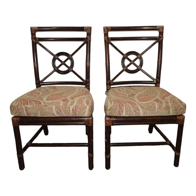 Pair of Vintage McGuire French Country Target Back Bamboo Chairs Chairish