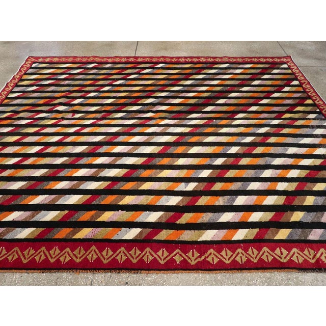 Galerie Shabab Collection Mid-20th Century Handmade Turkish Art Deco Style Small Room Size Carpet For Sale - Image 4 of 8