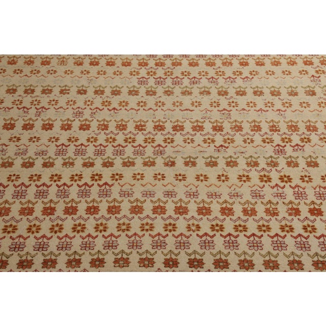 Tribal Rug & Kilim’s Daisy Rug in Cream and Orange, 5x7 For Sale - Image 3 of 8