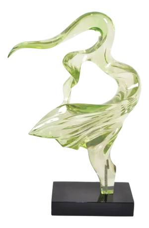 1980 Tall Neon Green Mid-Century Modern Abstract Lucite Sculpture on Black Base