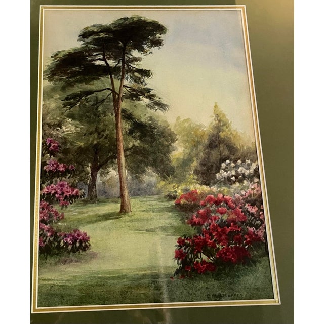 1940s 1940s E M B Warren Original Watercolor of a Garden For Sale - Image 5 of 8