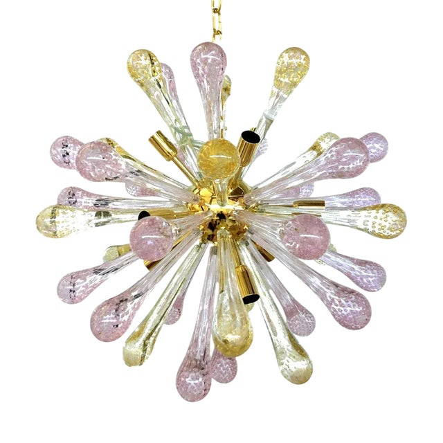 Sputnik Light in Murano Glass with Gold and Pink Air Drops by Simoeng For Sale