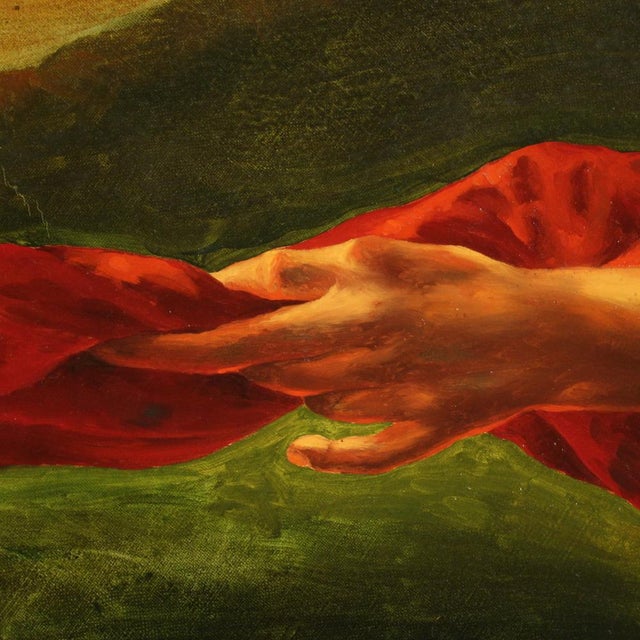 Italian Artist, Expressionist Subject, 1988, Round Oil on Canvas For Sale - Image 6 of 14