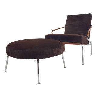 Set of Lounge Chair and Ottoman by Rodolfo Dordoni for Minotti Berman, Italy, 1990s For Sale