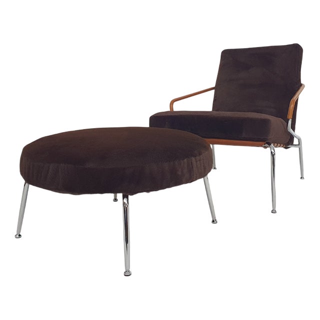 Set of Lounge Chair and Ottoman by Rodolfo Dordoni for Minotti Berman, Italy, 1990s For Sale