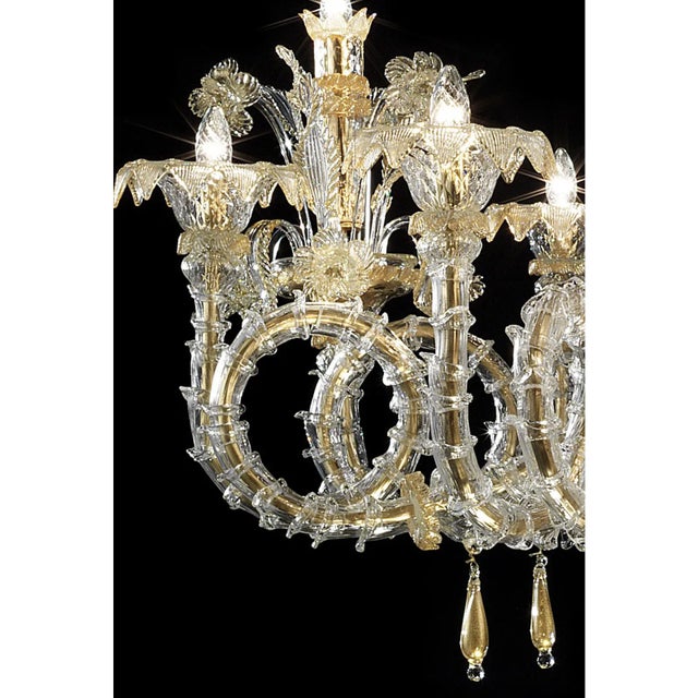 Gold Handcrafted Imperial Venetian Murano Glass Ca’ Rezzonico Chandelier With Gold Details For Sale - Image 8 of 8