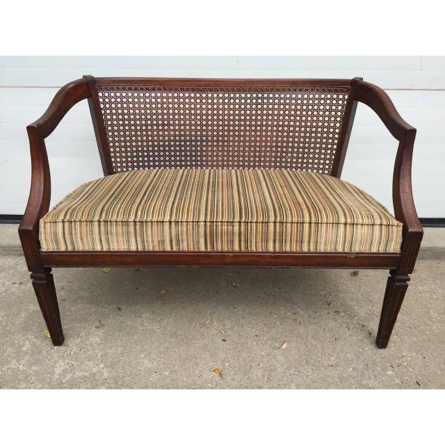 Mahogany and Rattan Back Paneled Settee Chairish