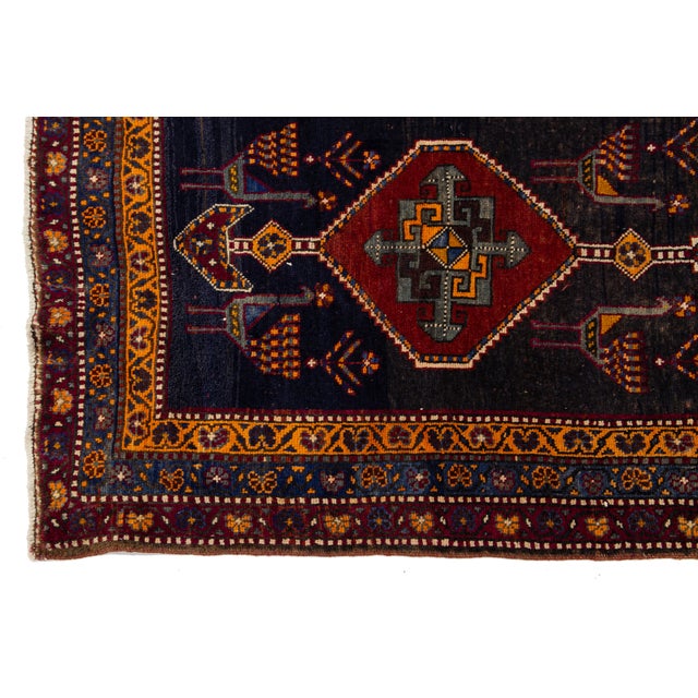 Vintage Persian Qashqai Runner - Hand-Knotted Tribal Wool Rug With Peacock & Medallion Design For Sale In New York - Image 6 of 9